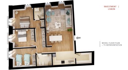 Appartement T3 à Arroios de 128 m²