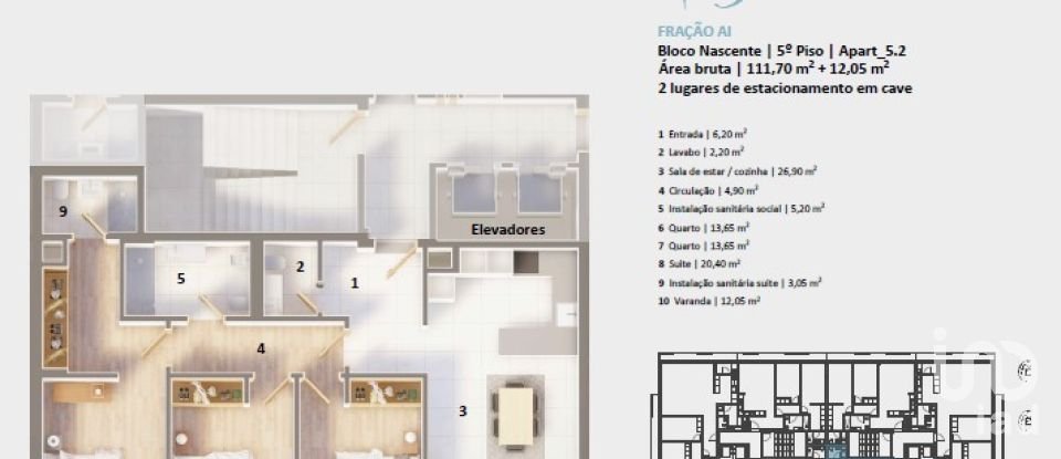 Appartement T3 à Glória E Vera Cruz de 113 m²