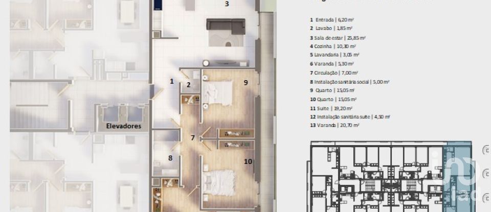 Appartement T3 à Glória E Vera Cruz de 141 m²