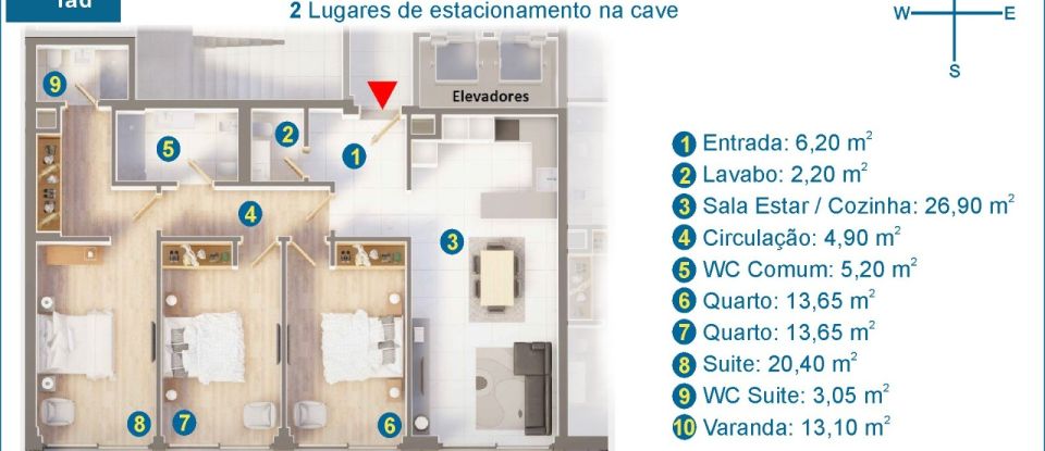 Apartamento T3 em Glória E Vera Cruz de 113 m²