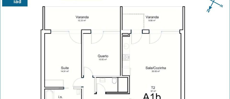 Apartment T2 in Ílhavo (São Salvador) of 69 m²