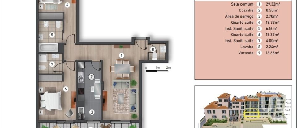 Apartamento T2 em Funchal (Sé) de 98 m²