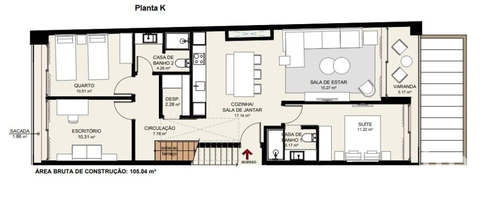 Apartamento T3 em Porto Covo de 105 m²