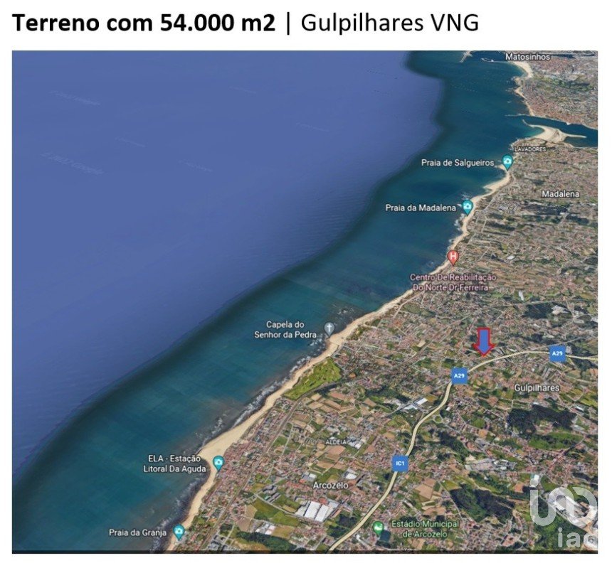 Terreno em Gulpilhares E Valadares de 54 000 m²