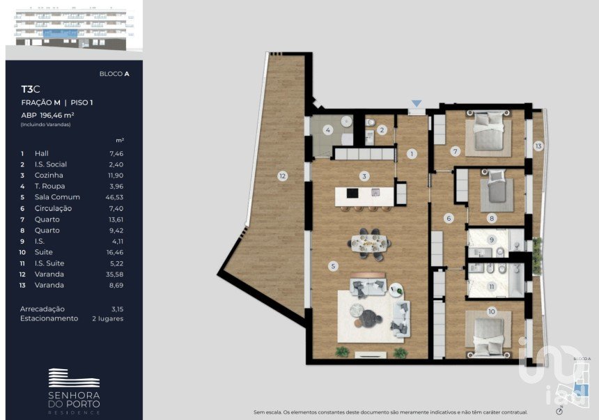 Apartment T3 in Ramalde of 152 m²