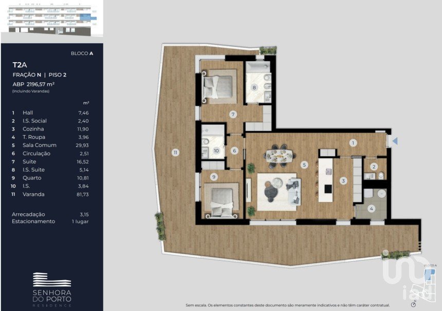 Appartement T2 à Ramalde de 114 m²