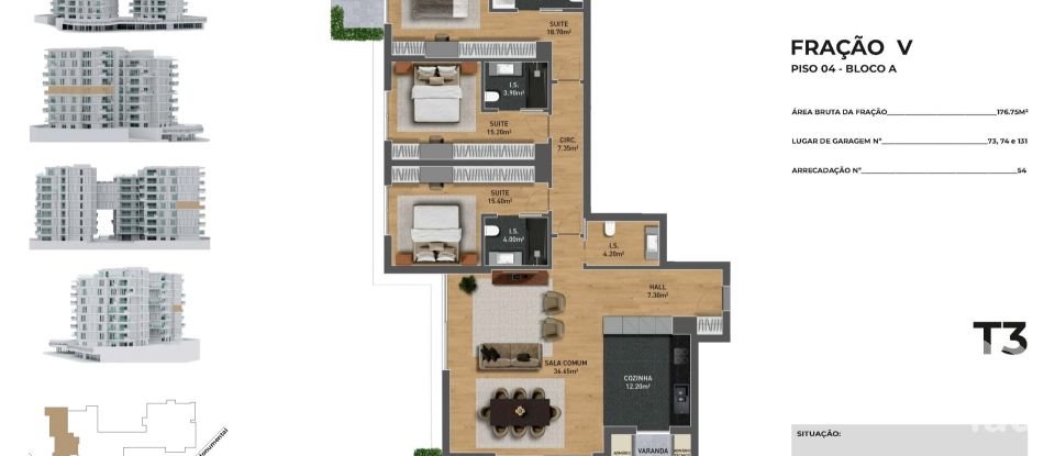 Appartement T3 à São Martinho de 154 m²