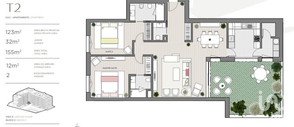 Apartamento T2 em Carcavelos e Parede de 123 m²