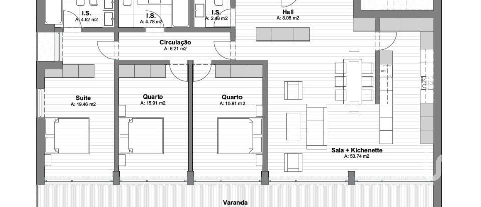 Apartment T3 in Ericeira of 155 m²