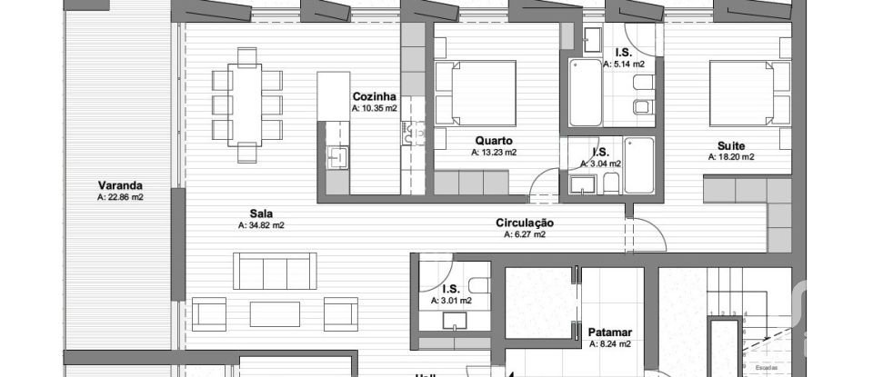 Appartement T2 à Ericeira de 125 m²
