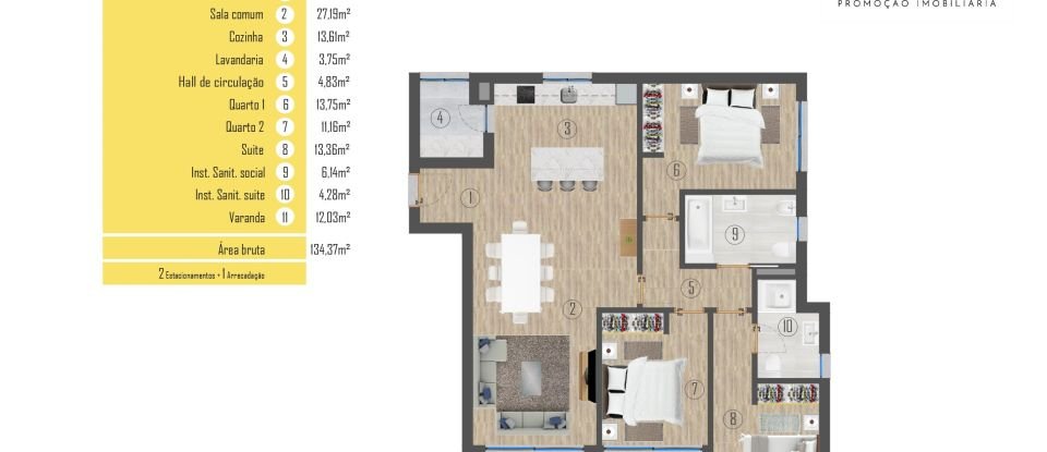 Apartment T3 in Santo António of 122 m²