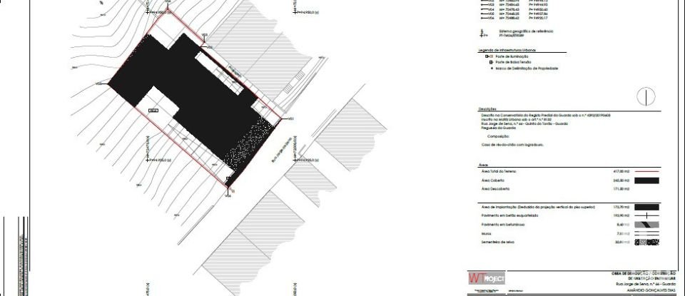 Terreno urbano em Guarda de 417 m²