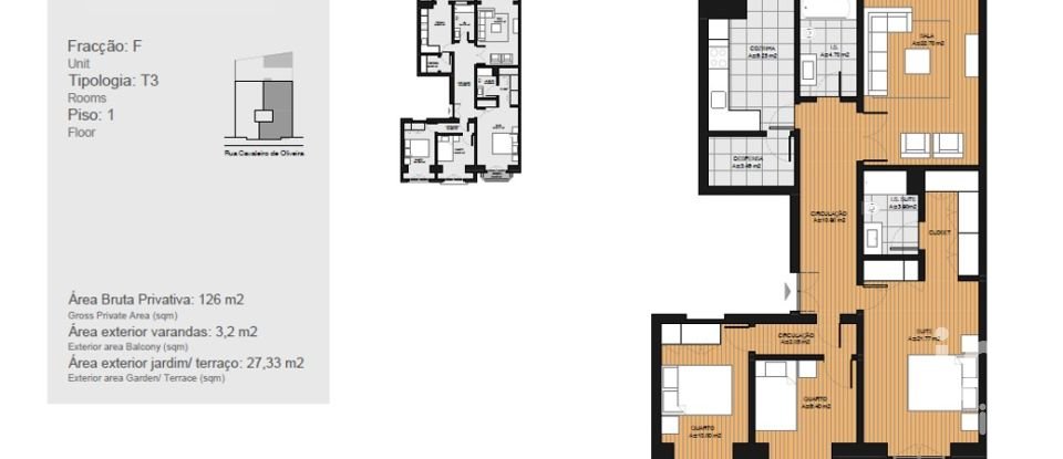 Apartment T3 in Arroios of 126 m²