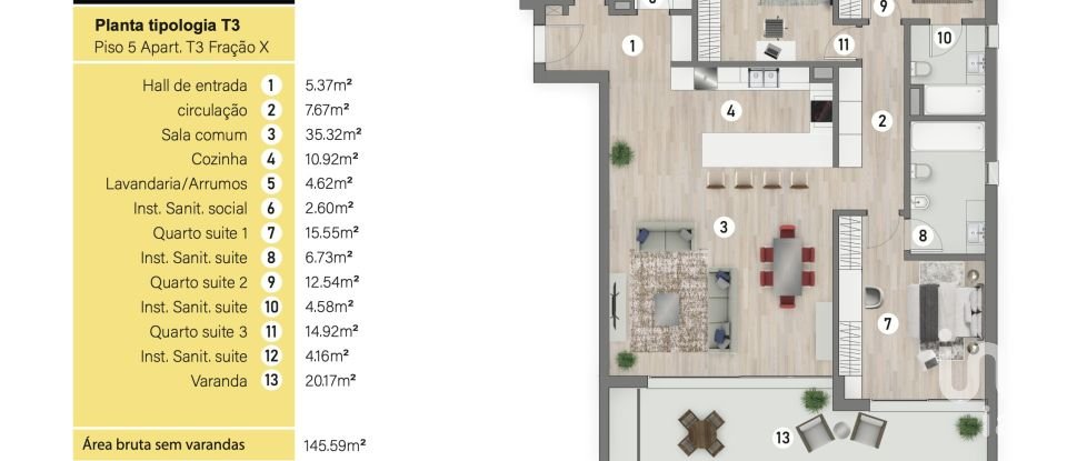 Appartement T2 à São Martinho de 112 m²