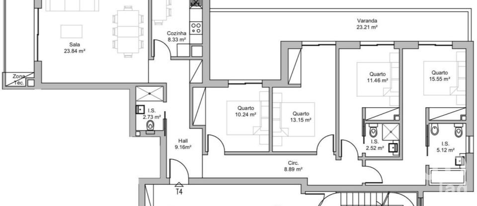 Appartement T4 à Alvor de 128 m²