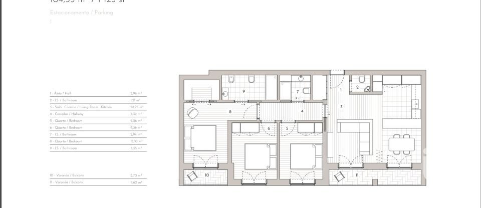 Apartment T3 in Tavira (Santa Maria e Santiago) of 112 m²