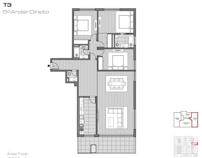 Appartement T3 à Ramalde de 150 m²