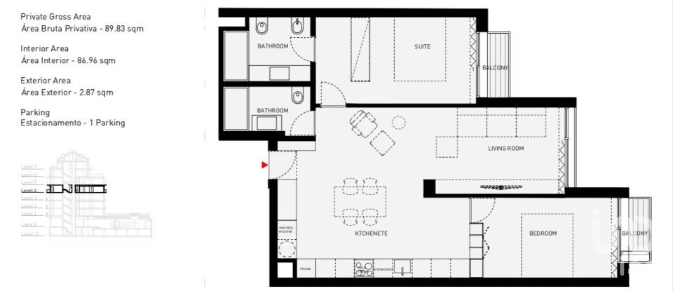 Apartamento T2 em Avenidas Novas de 89 m²