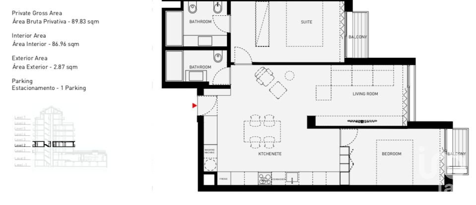 Appartement T2 à Avenidas Novas de 89 m²