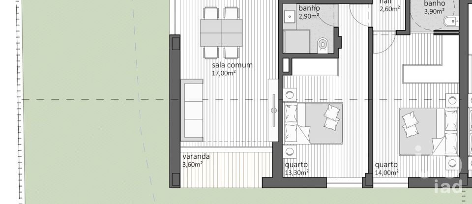 Apartment T2 in São Mamede de Infesta e Senhora da Hora of 82 m²