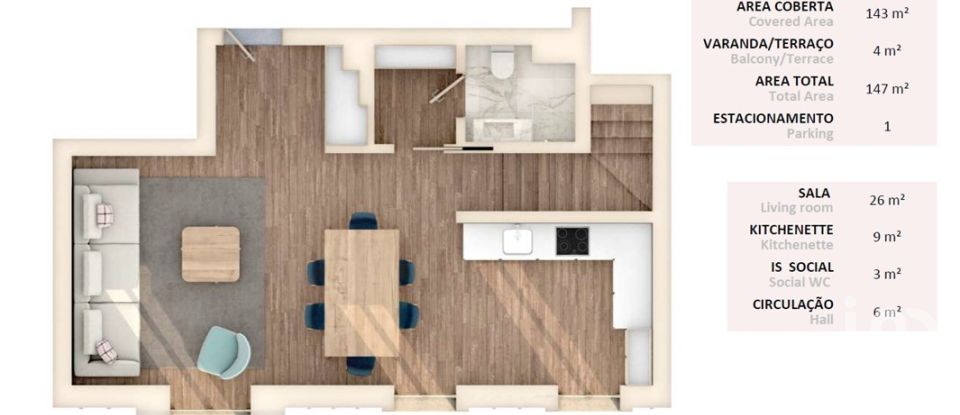 Duplex T2 em Alvalade de 147 m²