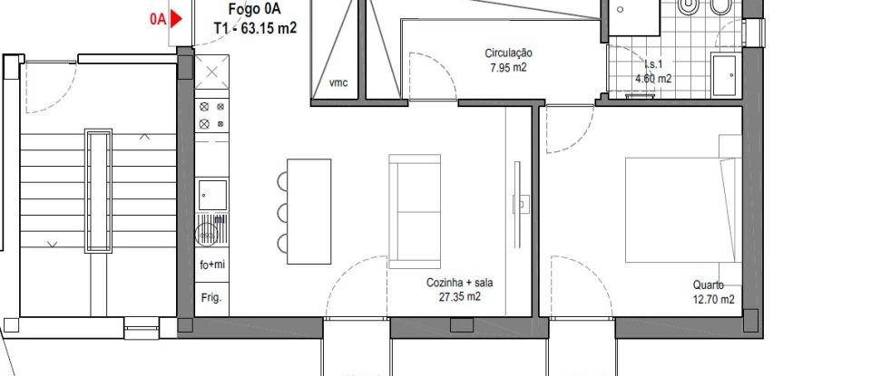 Apartment T1 in Marrazes e Barosa of 63 m²