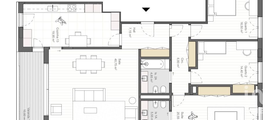 Apartment T3 in Amora of 162 m²