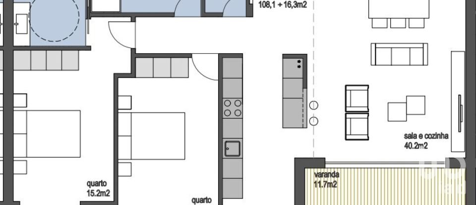 Appartement T2 à Árvore de 155 m²