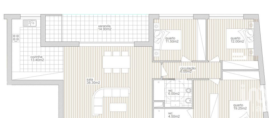 Appartement T3 à Ferreiros E Gondizalves de 127 m²