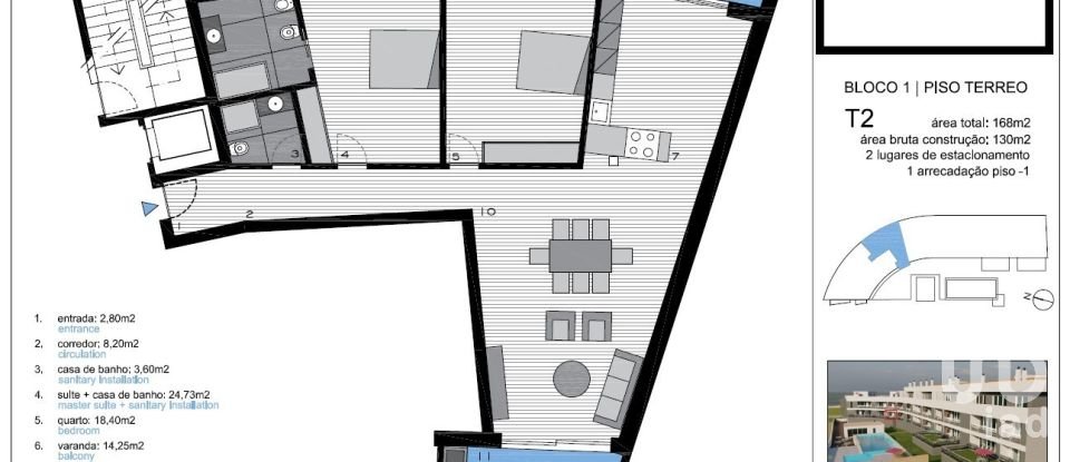 Apartamento T2 em Silveira de 168 m²