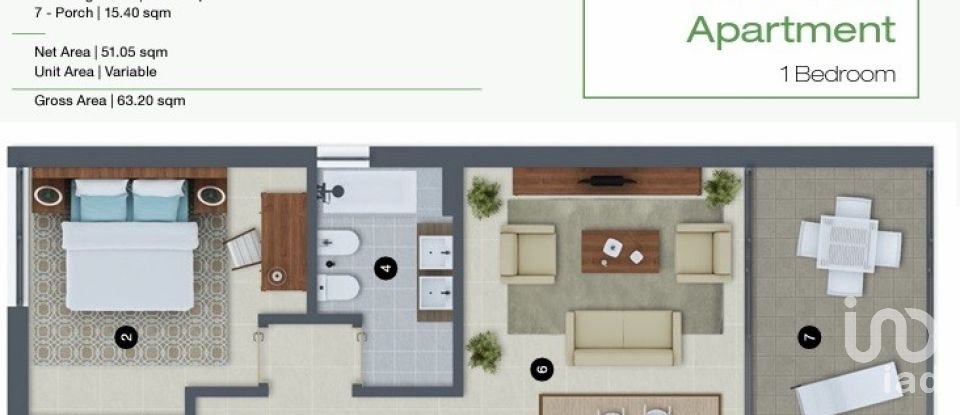 Appartement T1 à Quinta do Anjo de 63 m²