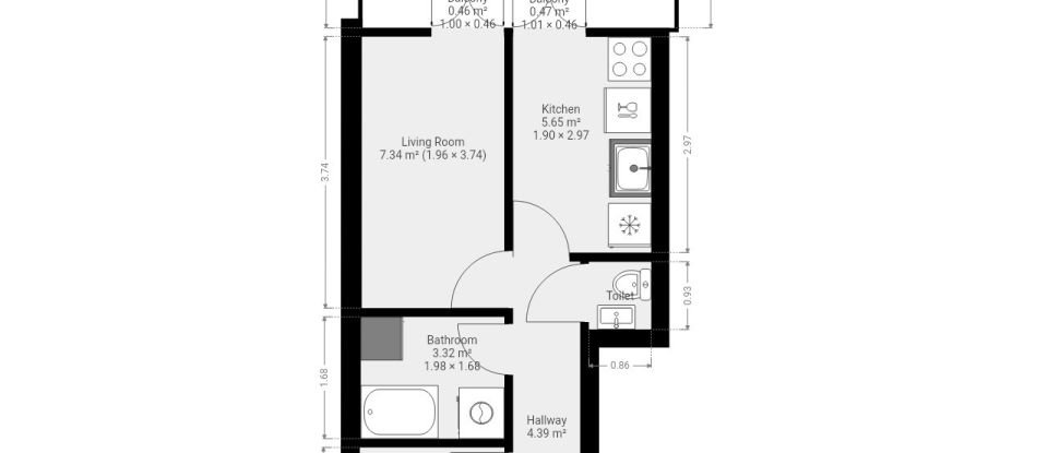 Appartement T1 à Campolide de 54 m²