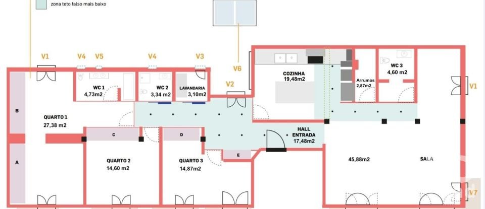 Appartement T3 à Moita de 192 m²