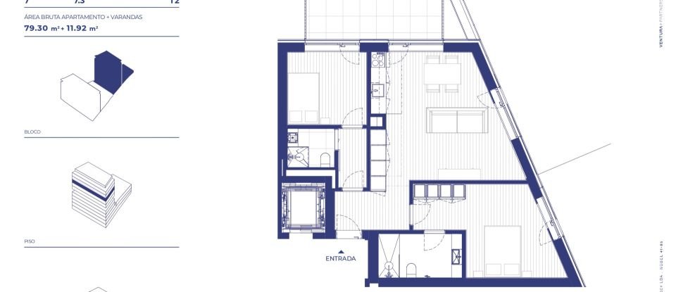 Apartamento T2 em Campanhã de 78 m²
