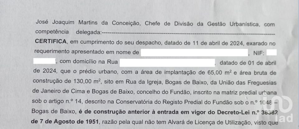 Casa tradicional T0 em Janeiro de Cima e Bogas de Baixo de 130 m²