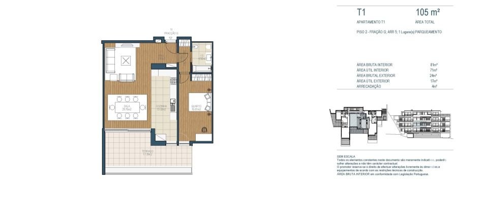 Apartamento T1 em Sesimbra (Santiago) de 105 m²