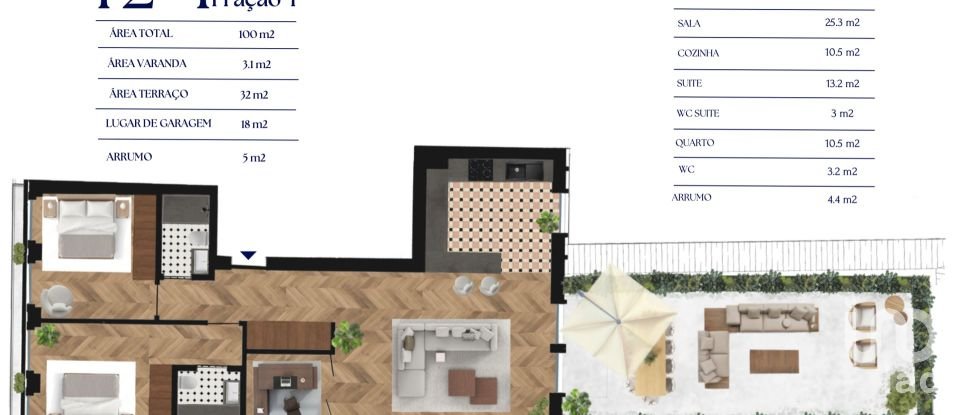 Apartamento T2 em Cedofeita, Santo Ildefonso, Sé, Miragaia, São Nicolau e Vitória de 100 m²