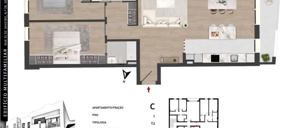 Apartment T2 in Pombal of 56 m²