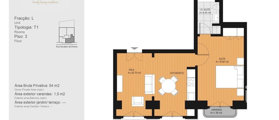 Appartement T1 à Arroios de 54 m²