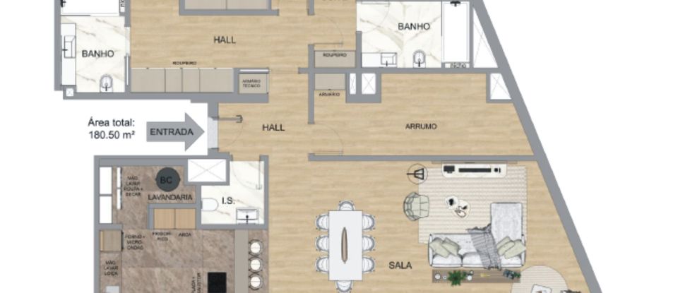 Apartamento T3 em Mafamude e Vilar do Paraíso de 180 m²