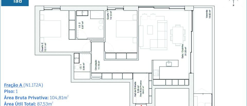 Apartamento T2 em Glória E Vera Cruz de 88 m²