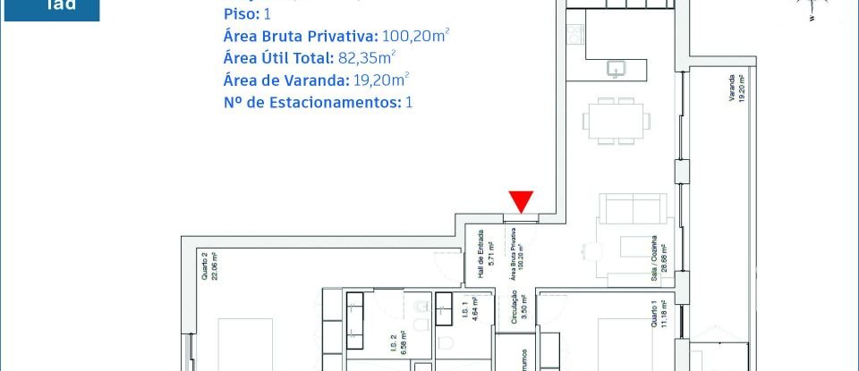 Appartement T2 à Glória E Vera Cruz de 86 m²