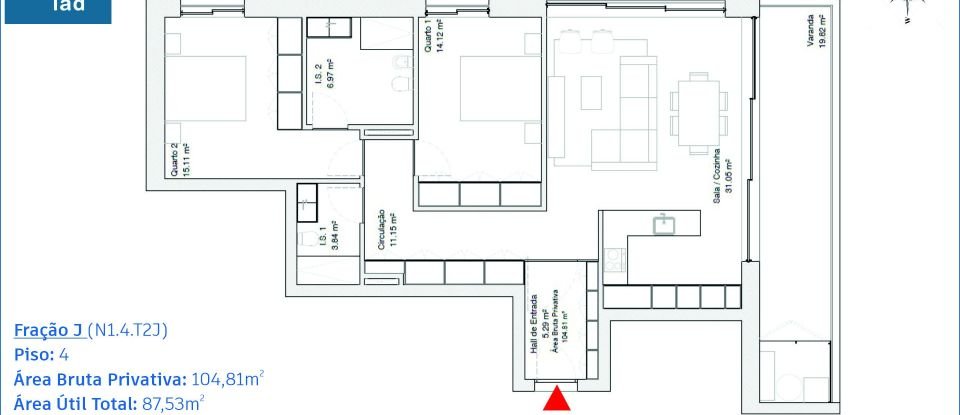 Appartement T2 à Glória E Vera Cruz de 85 m²