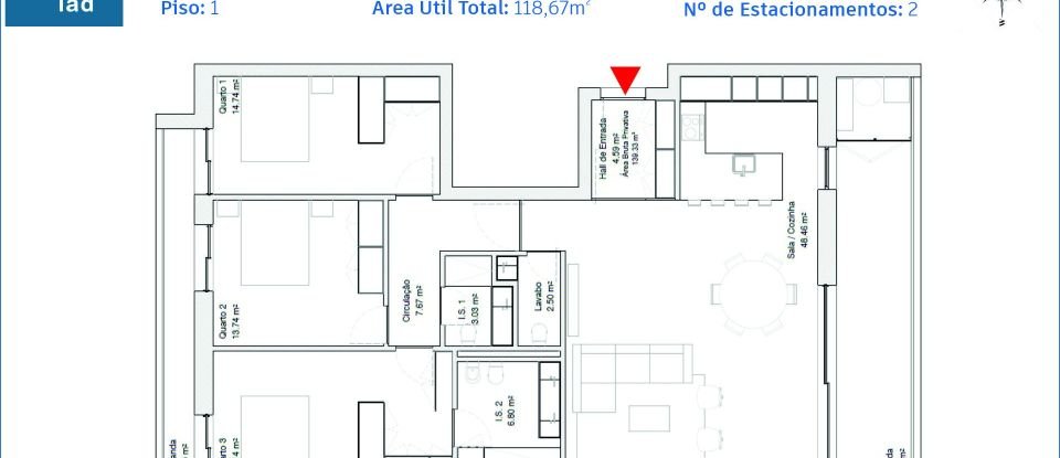 Appartement T3 à Glória E Vera Cruz de 117 m²