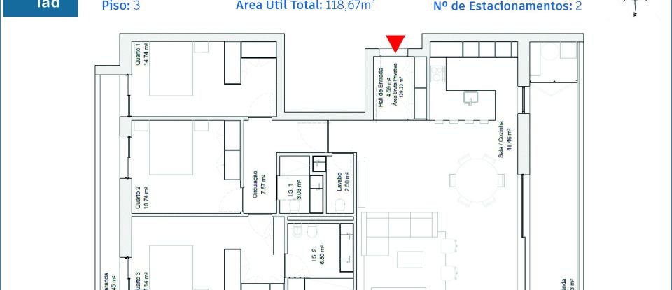 Apartamento T3 em Glória E Vera Cruz de 117 m²