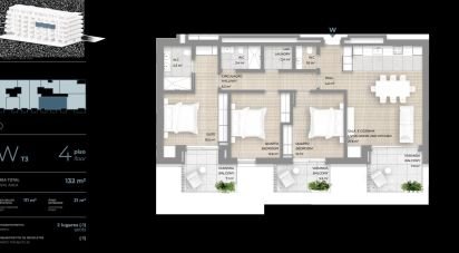 Apartamento T3 em Canidelo de 132 m²