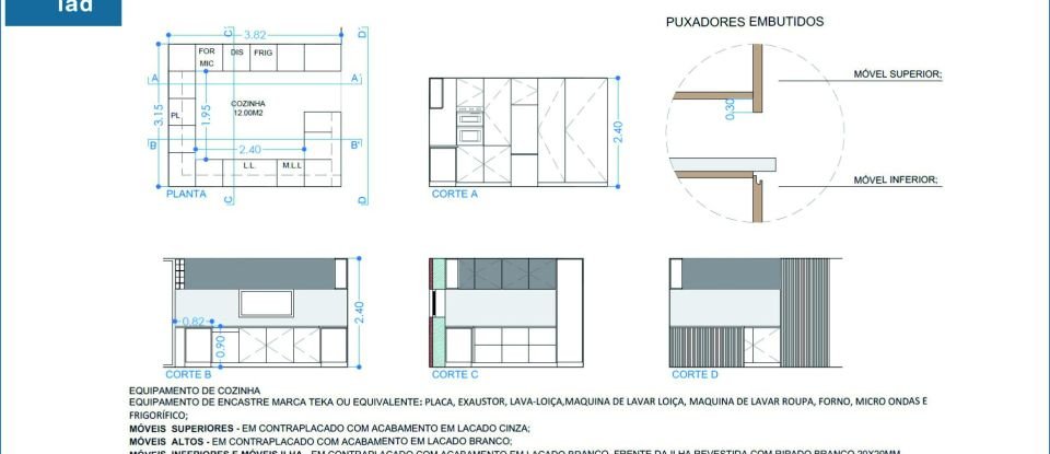 Appartement T3 à Glória E Vera Cruz de 129 m²