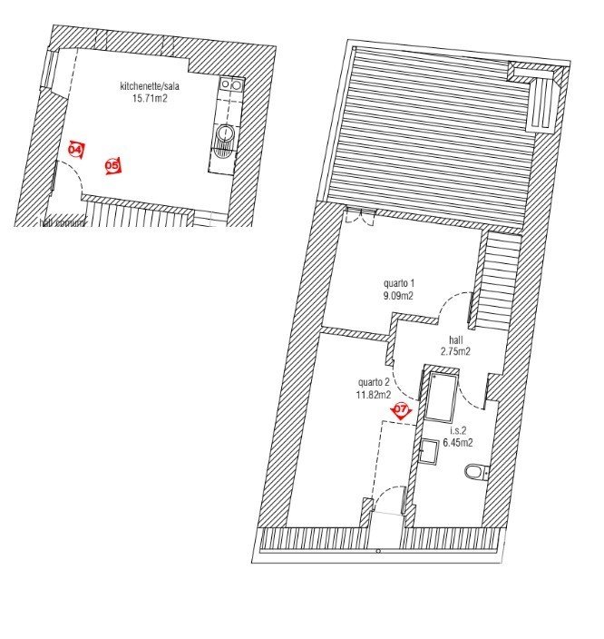 Appartement T2 à Santa Maria Maior de 48 m²