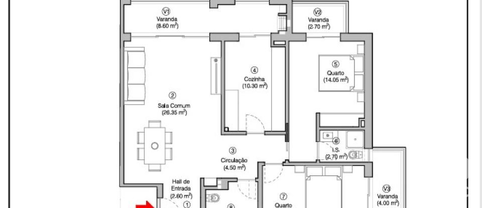 Appartement T2 à Tavarede de 96 m²