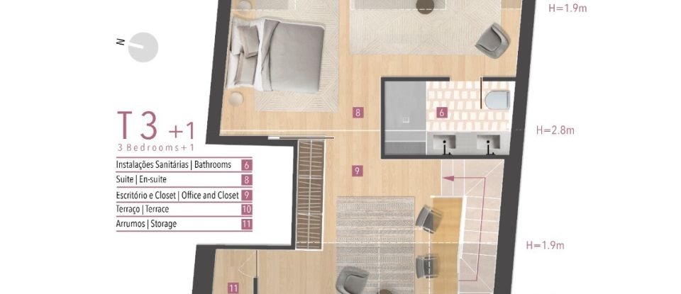 Apartment T5 in Santo António of 199 m²